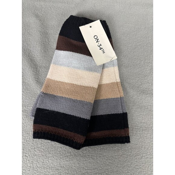 On 34th Women's Colorblocked Brown Fingerless Gloves One Size New WIth Tag's - Picture 3 of 7